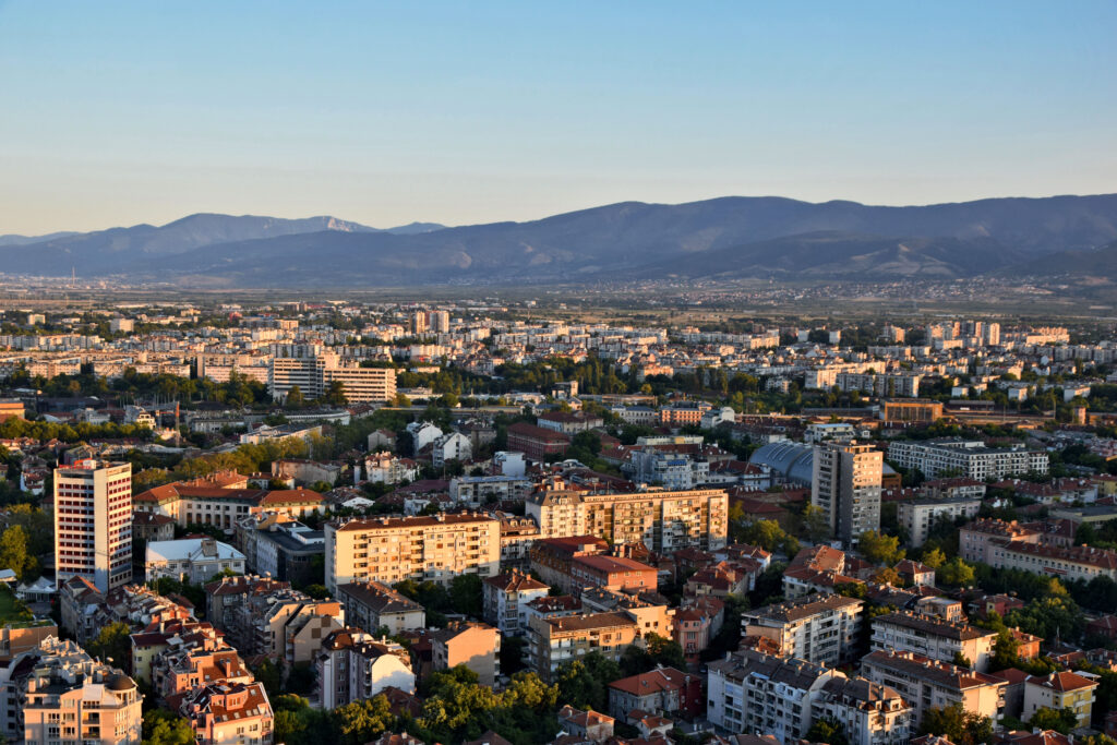 Wzgórze Bunarjik (Bunardżik) w Plovdiv (Płowdiw). Widok na miasto.